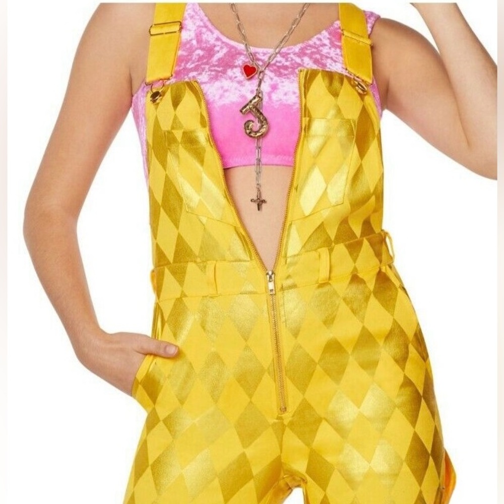 Harley Quinn Overalls Jumpsuit Yellow Gold Birds of Prey Size S